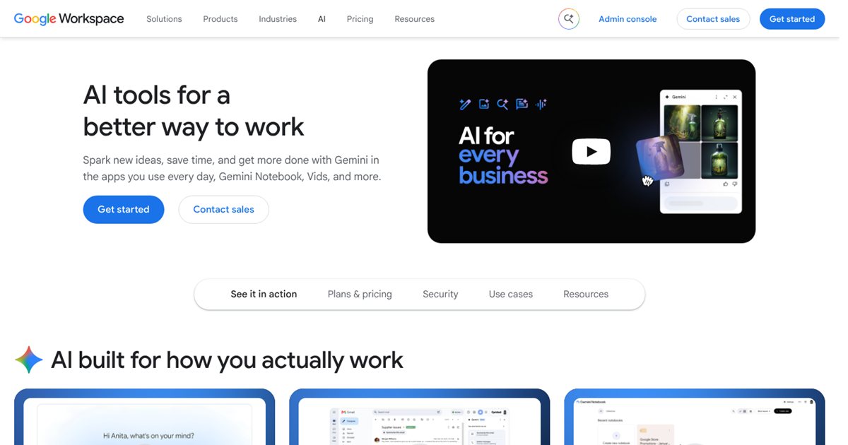 Screenshot of the Google Workspace home page